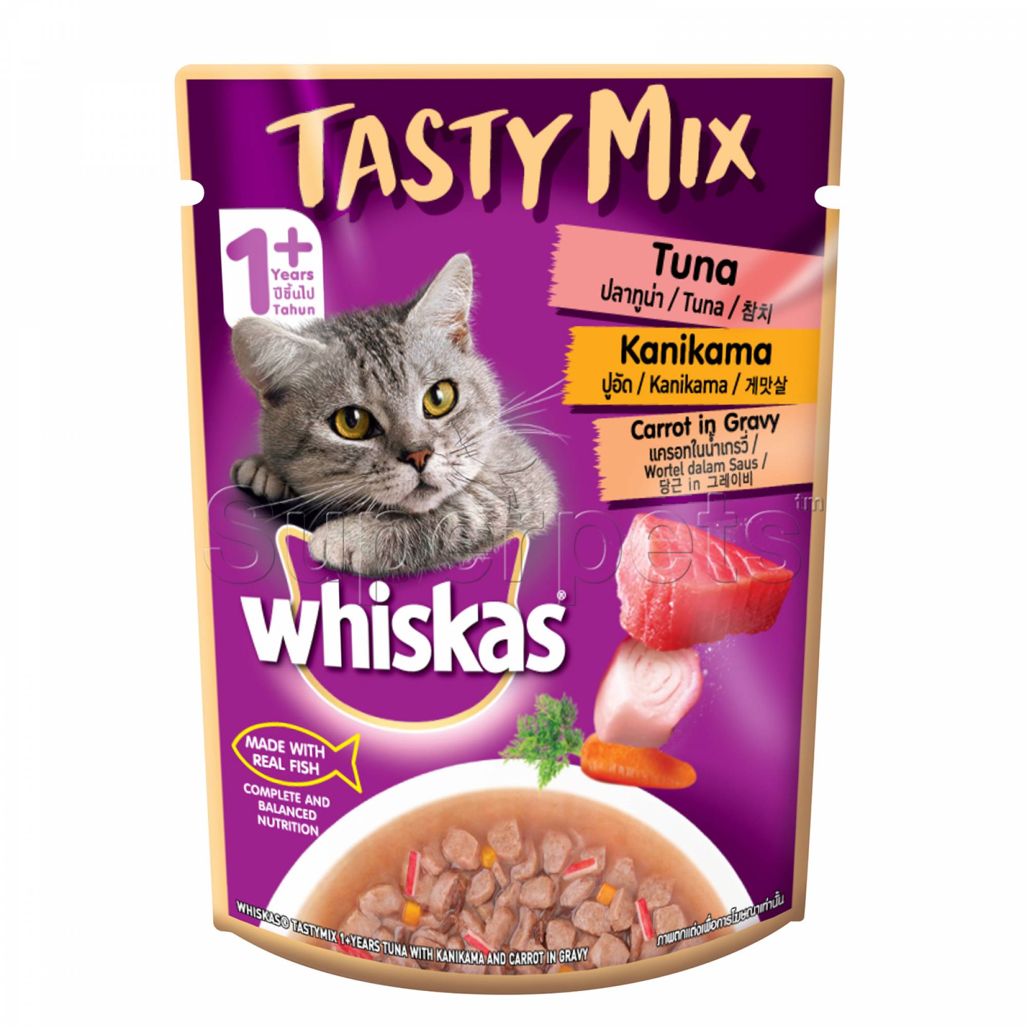 Whiskas - Pouch Tasty Mix Tuna with Kanikama & Carrot in Gravy 70gSuperpets Trading