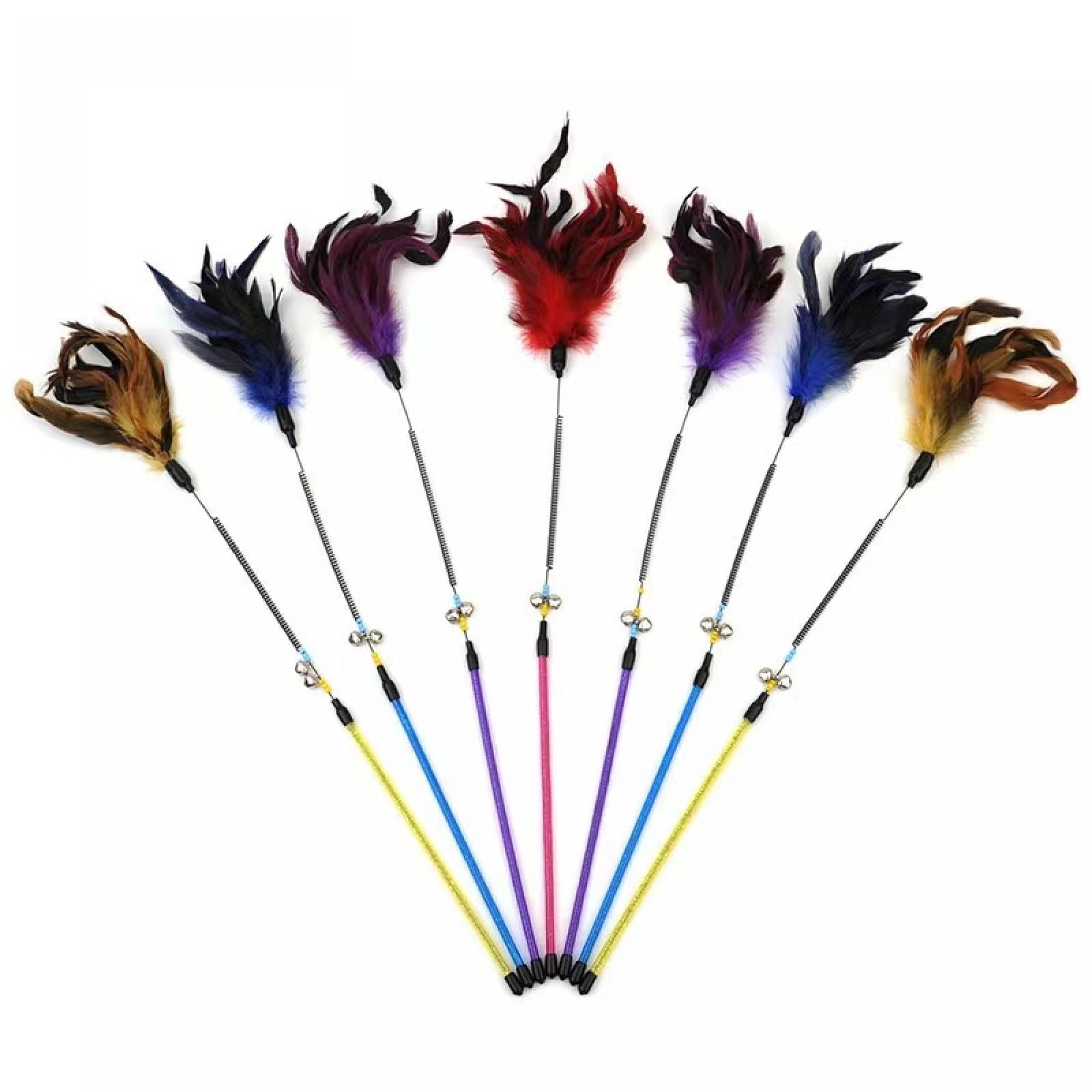 YSSP - A007 Coloured Feather Spring Cat StickSuperpets Trading